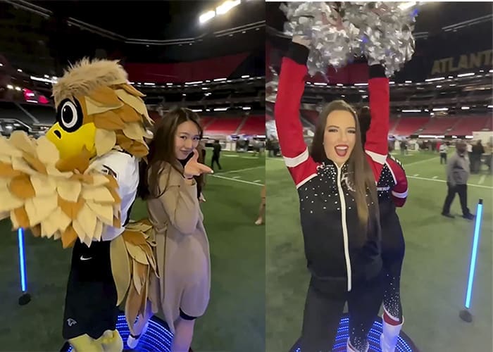 Lethal Rhythms 360 Photo Booth with Atlanta Falcons and Freddie the Falcon and the Cheerleaders